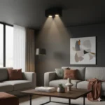 ⁦جرم سلندر مجوز ثنائي مستطيل اسود متحرك مانع للتوهج قاعدة لمبة GU10⁩ - الصورة ⁦2⁩