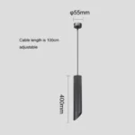 ⁦سلندر علاقي اسطواني طويل مفرد اسود قطر 55*400 ملم لمبة نوع GU10⁩ - الصورة ⁦2⁩