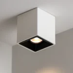 جرم سلندر ابيض مع اسود مربع مانع للتوهج مقاس mm 98*140 لمبة GU10