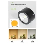 ⁦اضاءة سقف اسود كشاف سلندر 9 سم 10 واط إنارة سقف صفراء وتصميم عملي⁩ - الصورة ⁦5⁩