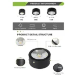 ⁦اضاءة سقف اسود كشاف سلندر 9 سم 10 واط إنارة سقف صفراء وتصميم عملي⁩ - الصورة ⁦4⁩