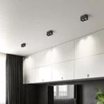 ⁦جرم سلندر مجوز ثنائي مستطيل اسود متحرك مانع للتوهج قاعدة لمبة GU10⁩ - الصورة ⁦3⁩