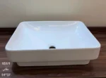 ⁦حوض ابيض رخام مستطيل فوق الرخام⁩ - الصورة ⁦2⁩